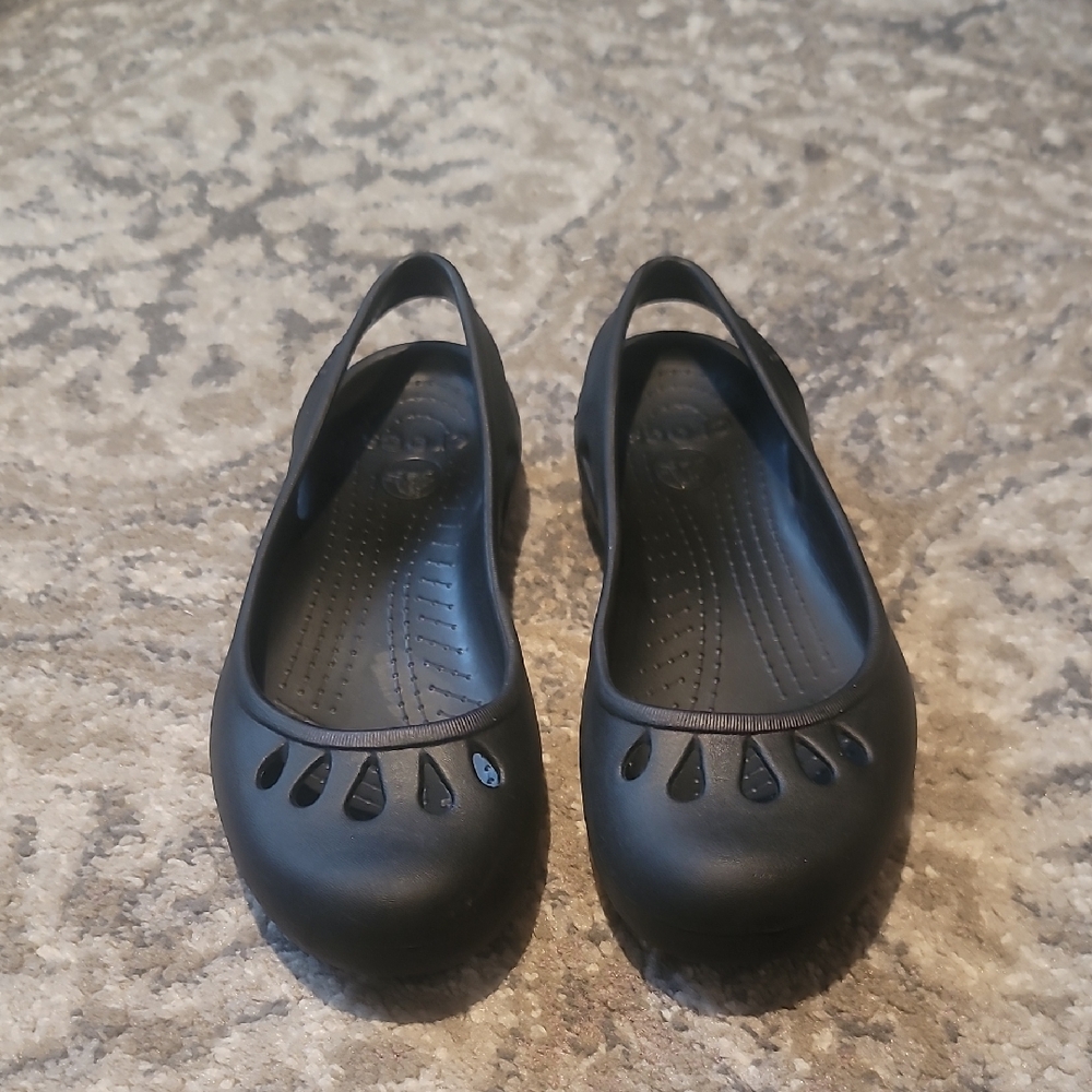 Black Slip-On Slingback Flats - Casual Rubber Mary Jane Style Crocs